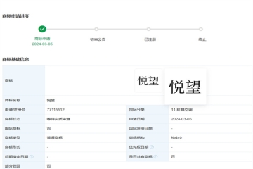 華為技術有限公司申請注冊“悅望”商標