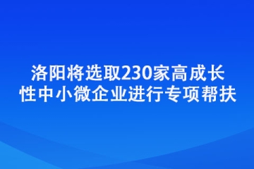 洛陽將選取230家高成長性中小微企業進行專項幫扶