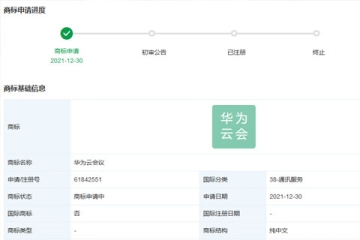 華為技術有限公司申請注冊“華為云議會”商標